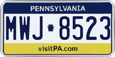 PA license plate MWJ8523