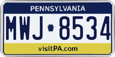 PA license plate MWJ8534