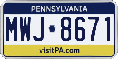 PA license plate MWJ8671