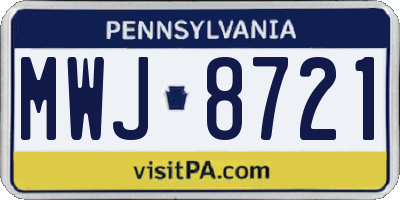 PA license plate MWJ8721
