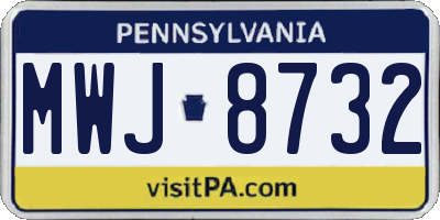 PA license plate MWJ8732