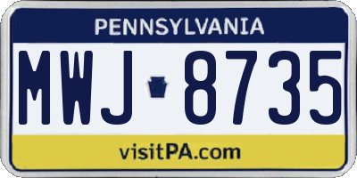 PA license plate MWJ8735