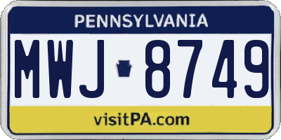 PA license plate MWJ8749