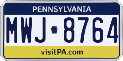 PA license plate MWJ8764