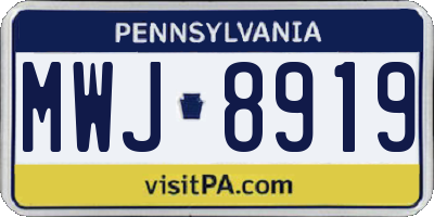 PA license plate MWJ8919