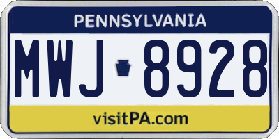 PA license plate MWJ8928