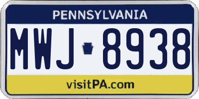 PA license plate MWJ8938