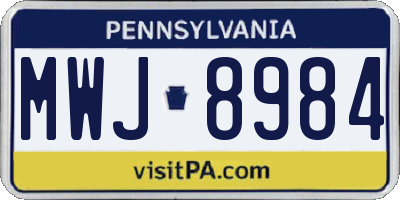 PA license plate MWJ8984