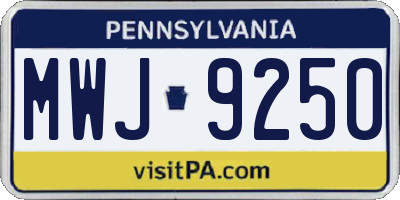 PA license plate MWJ9250
