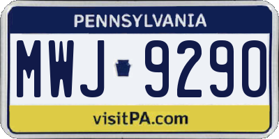 PA license plate MWJ9290