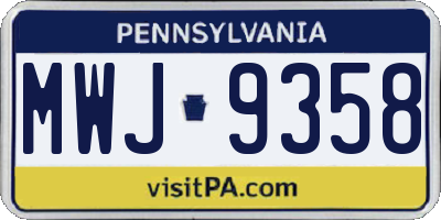 PA license plate MWJ9358