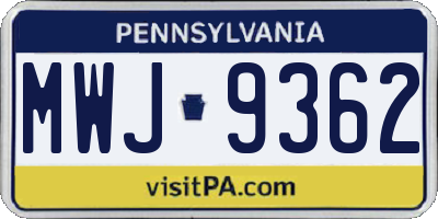 PA license plate MWJ9362