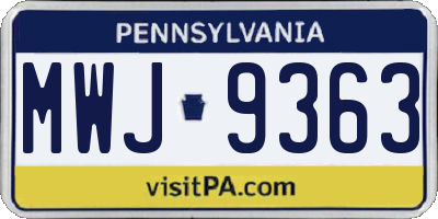 PA license plate MWJ9363