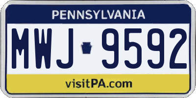 PA license plate MWJ9592