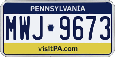 PA license plate MWJ9673