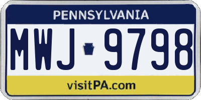 PA license plate MWJ9798