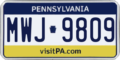PA license plate MWJ9809