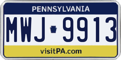 PA license plate MWJ9913