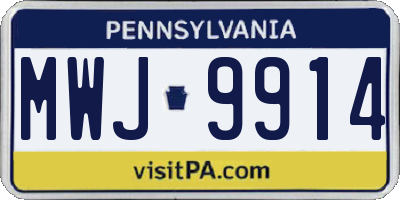 PA license plate MWJ9914