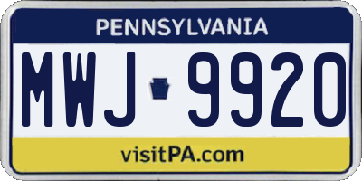 PA license plate MWJ9920