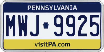 PA license plate MWJ9925