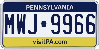 PA license plate MWJ9966