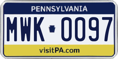 PA license plate MWK0097