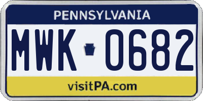 PA license plate MWK0682