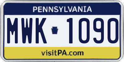 PA license plate MWK1090