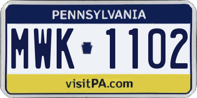 PA license plate MWK1102