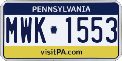 PA license plate MWK1553