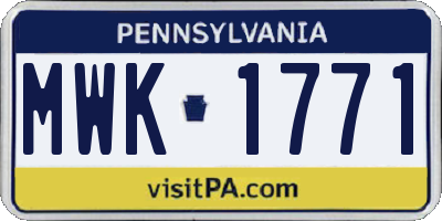 PA license plate MWK1771