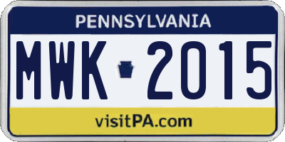 PA license plate MWK2015