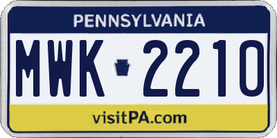 PA license plate MWK2210