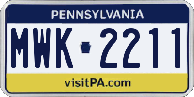 PA license plate MWK2211