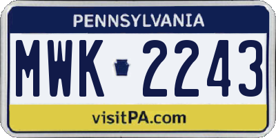PA license plate MWK2243