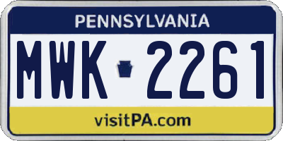 PA license plate MWK2261