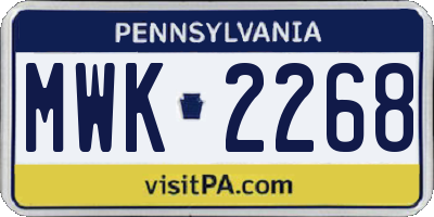 PA license plate MWK2268
