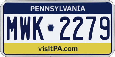 PA license plate MWK2279