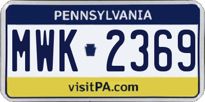 PA license plate MWK2369