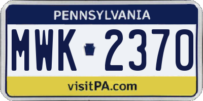 PA license plate MWK2370