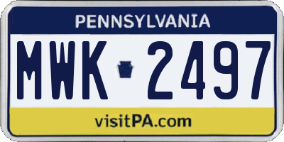 PA license plate MWK2497