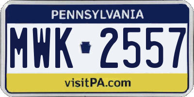 PA license plate MWK2557