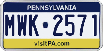 PA license plate MWK2571
