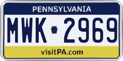 PA license plate MWK2969