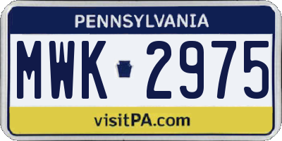 PA license plate MWK2975