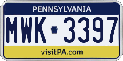 PA license plate MWK3397