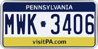 PA license plate MWK3406