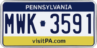 PA license plate MWK3591