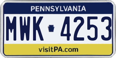 PA license plate MWK4253